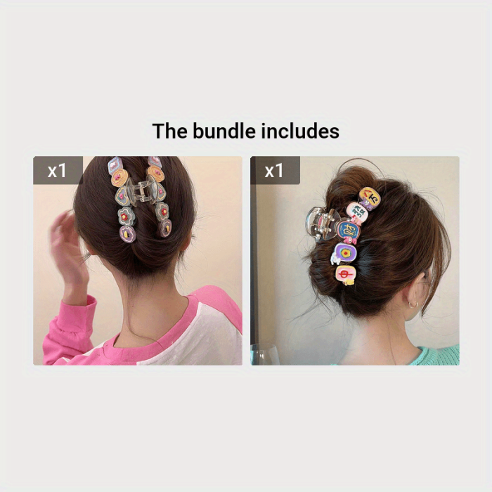 Strong Hold Clear Hair Claw Clip with Cute Cartoon Design - Non-Slip Grip for Thick Hair - Perfect Accessory for Everyday Use