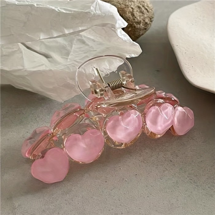 Pink Love Heart Hair Claw Clips Acrylic Non-Slip Strong Hold Grip Hair Jaw Clip For Thick Hair Accessories