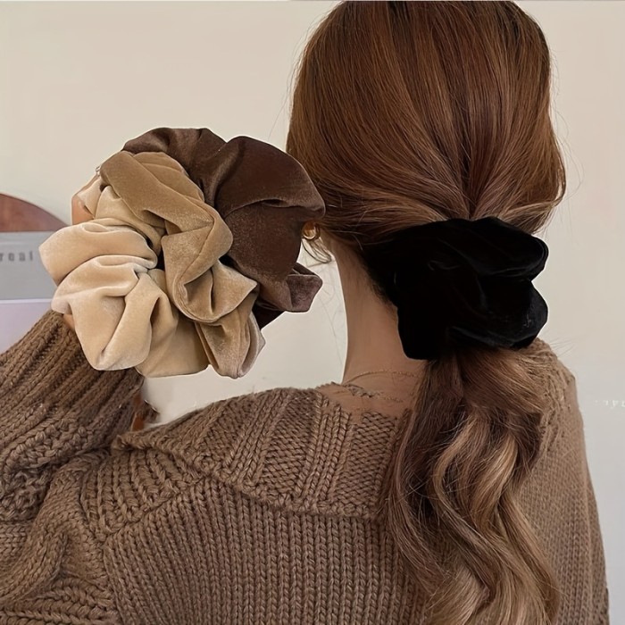 4pcs Large Scrunchie Elastic Velvet Hair Tie Hair Rope Ponytail Holder Hair Accessories For Female Women