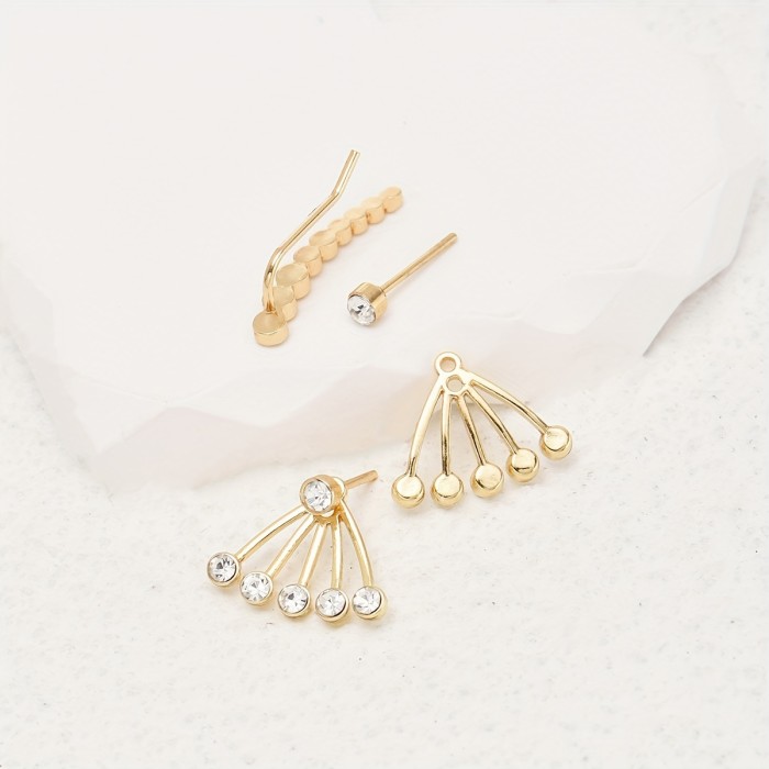 Boho Crystal Ear Jacket Earrings Rhinestone Ear Climber Earrings Jewelry For Women