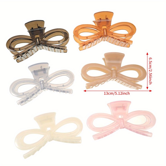 3Pcs\u002F Set Elegant Solid Color Bow Large Hair Clip Ladies Fashion Shark Clip