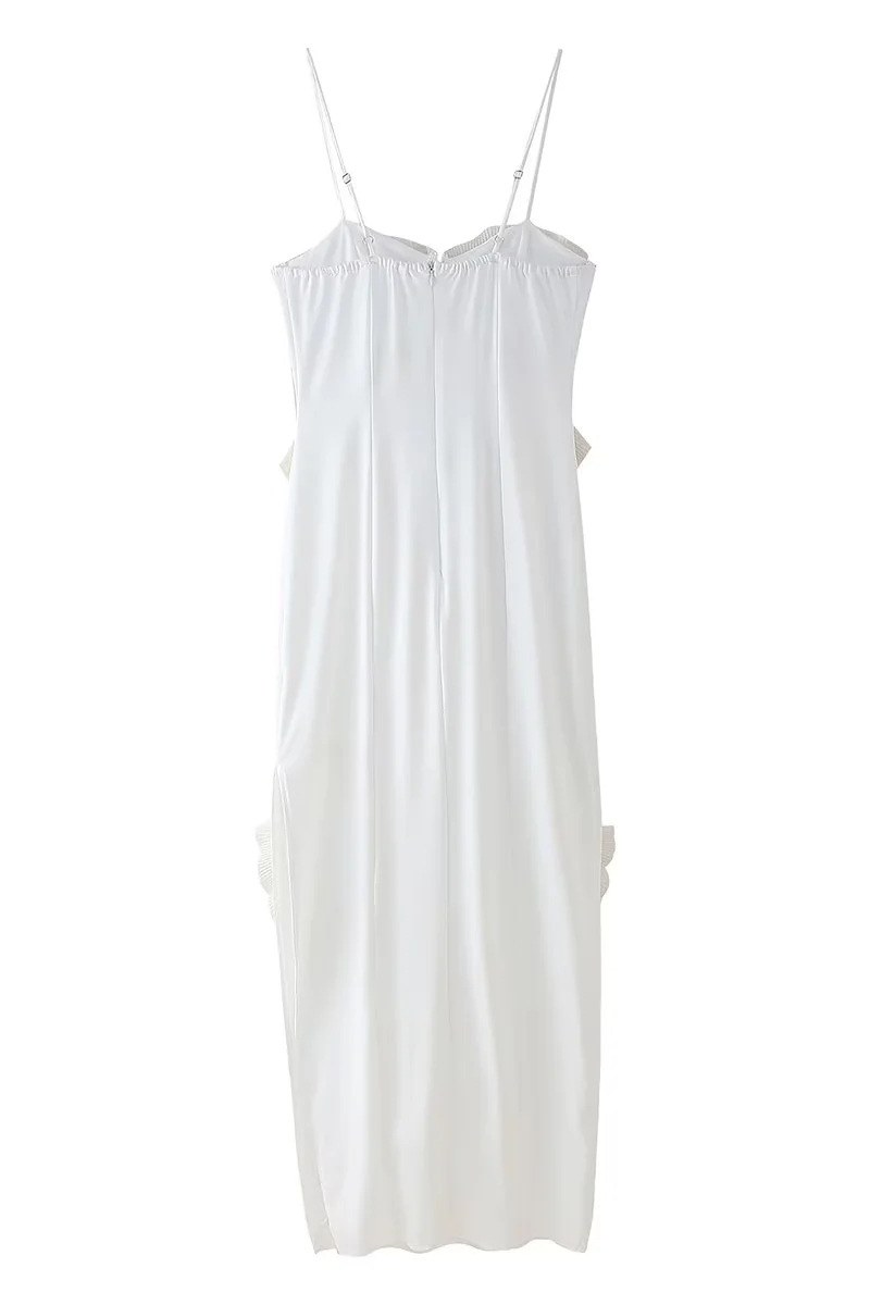 Sexy Backless Ruffle Contrast U Neck Sling Dresses main image 0