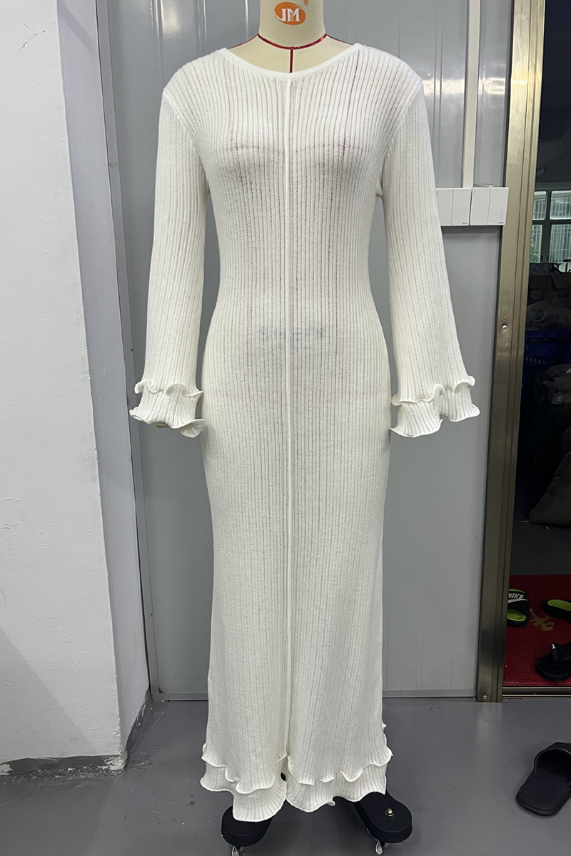 Elegant Solid Backless O Neck Lace Dress Dresses main image 0