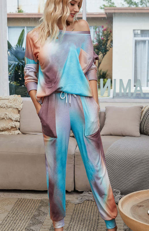 Women's Long Sleeve Tie Dye Pajama Set