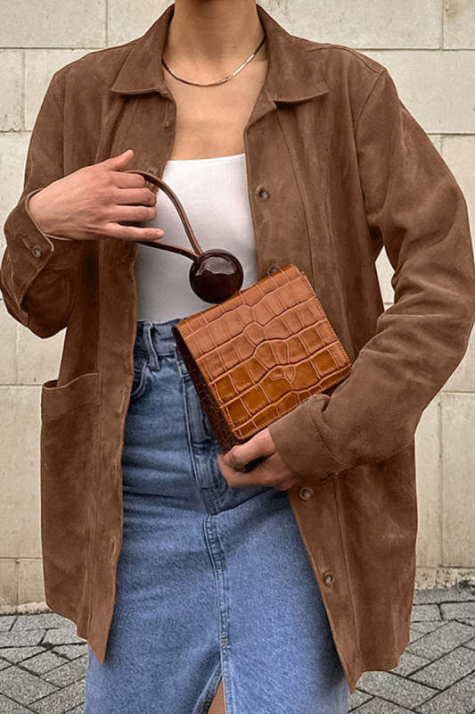 Casual Street Solid Color Pocket Buttons Turndown Collar Outerwear