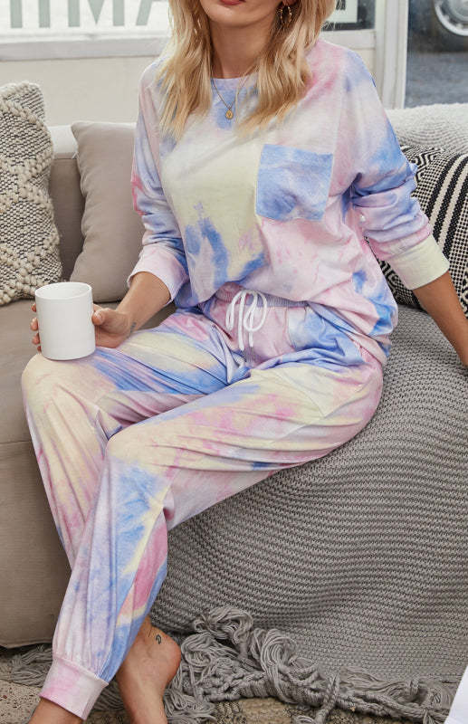 Women's Long Sleeve Tie Dye Pajama Set