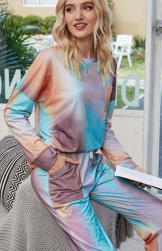 Women's Long Sleeve Tie Dye Pajama Set