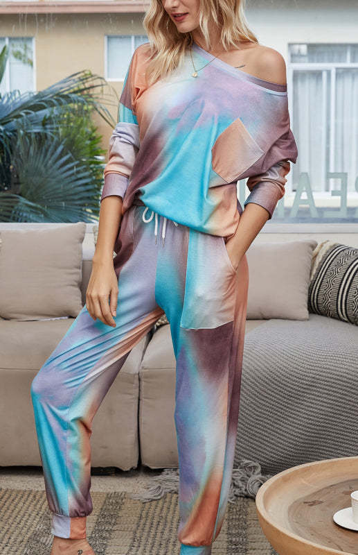 Women's Long Sleeve Tie Dye Pajama Set