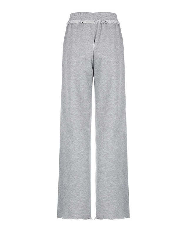 Gray Waist lace loose sweatpants