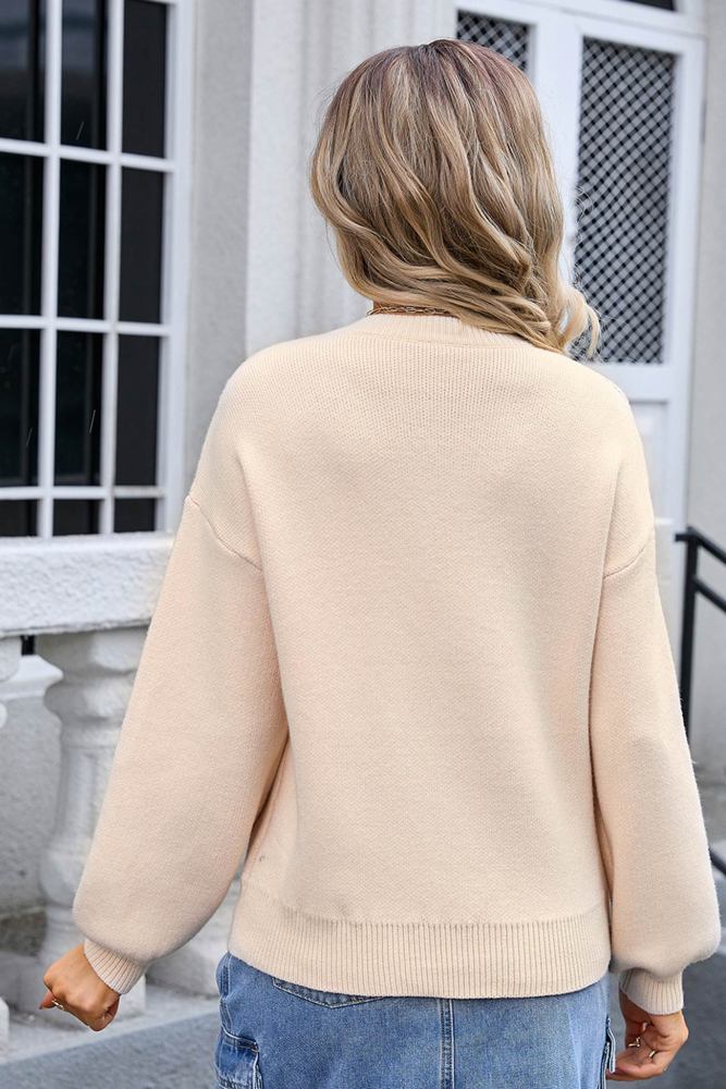 Crew Neck Bow Graphic Sweater