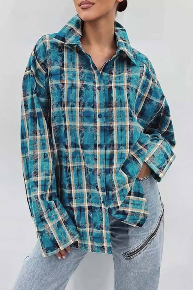 Vintage Plaid Oversized Blouse