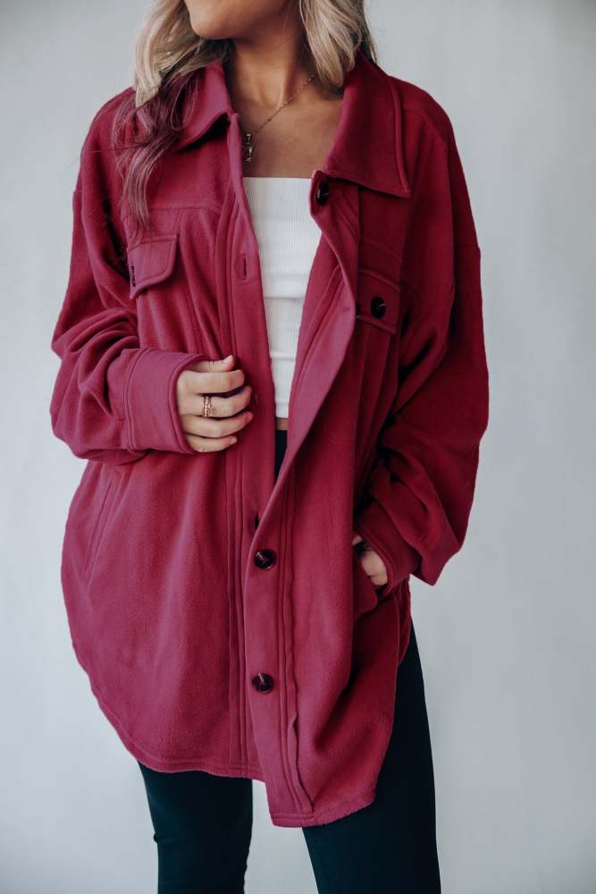 Single-breasted With Pockets Shacket
