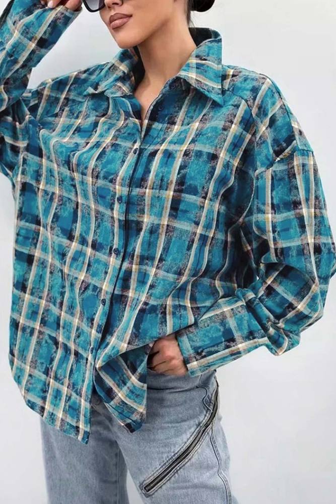 Vintage Plaid Oversized Blouse