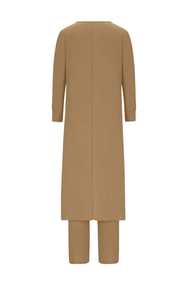 Slit Long Tops Two-piece Pants Suits