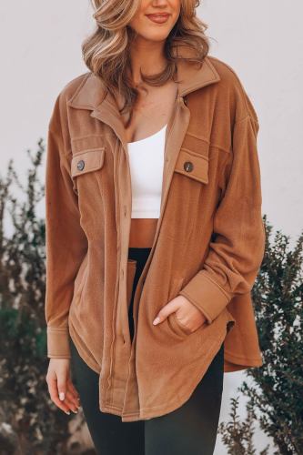 Single-breasted With Pockets Shacket