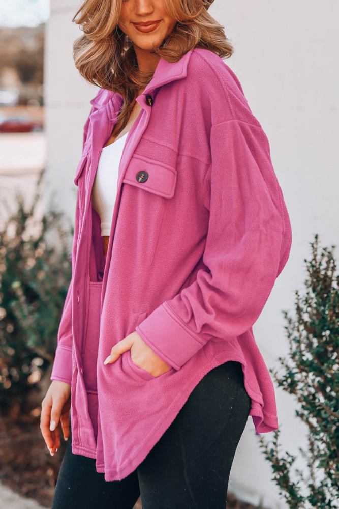 Single-breasted With Pockets Shacket