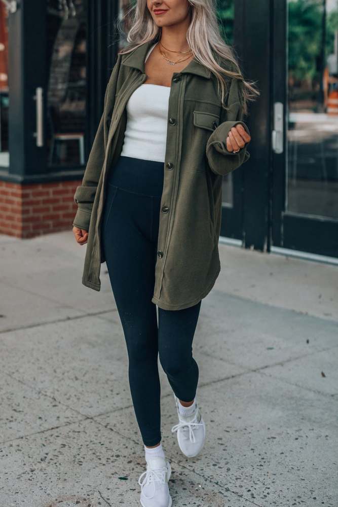 Single-breasted With Pockets Shacket
