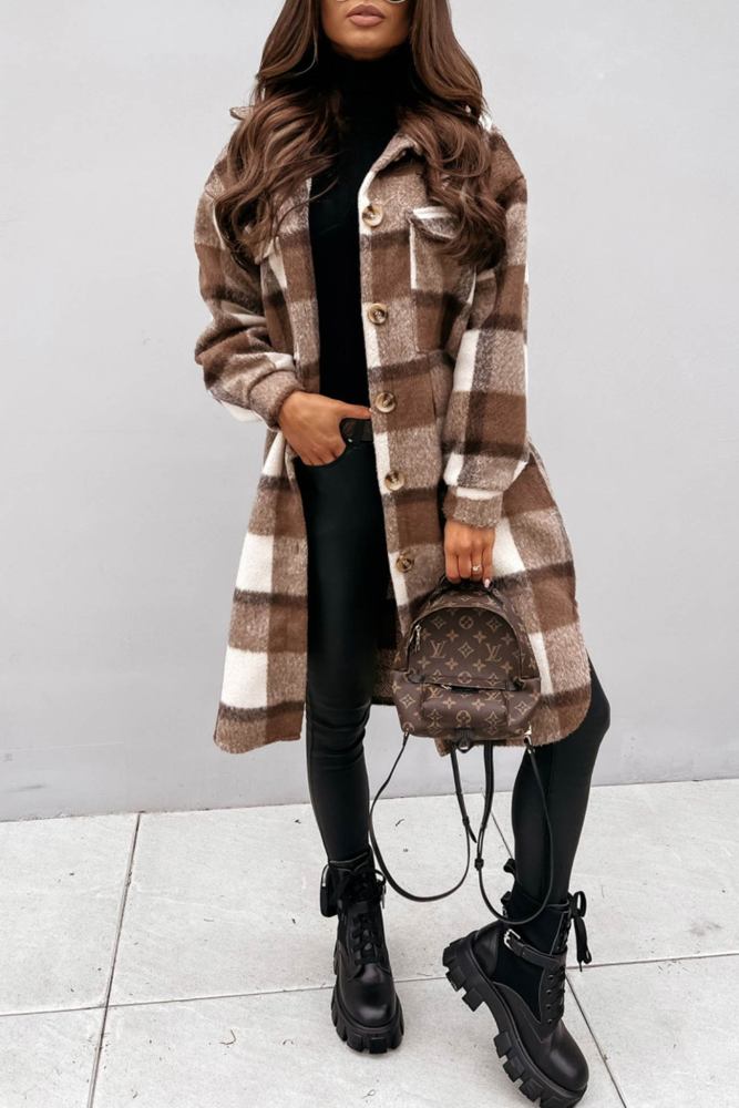 Plaid Single-breasted Shacket