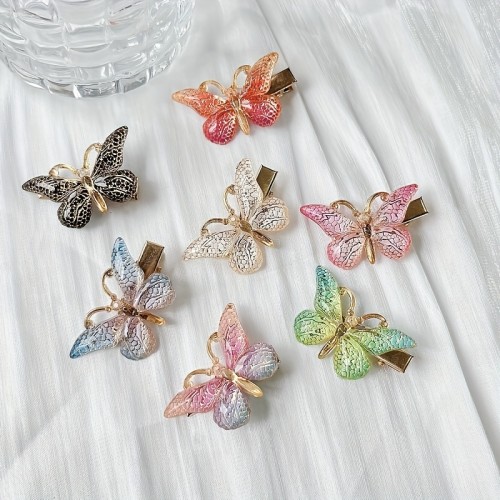 3pcs\u002Fset Gradient Color Butterfly Hair Clips Colorful Acrylic Butterfly Side Clips Cute Insect Headwear Hair Accessories