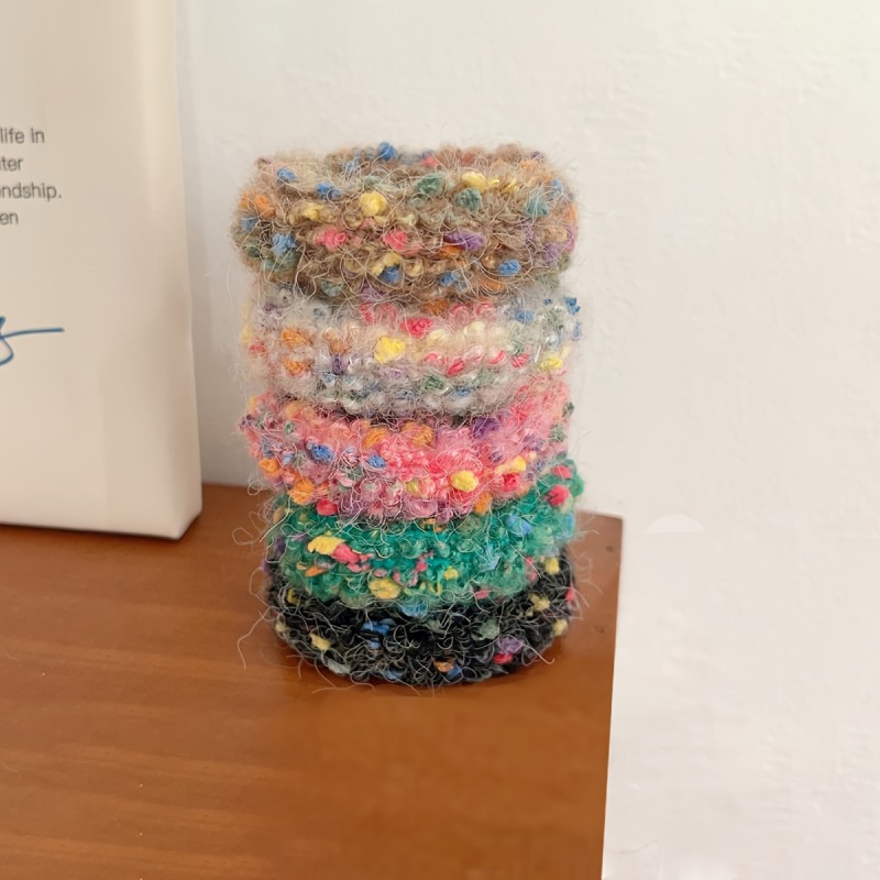 5 Pcs Woolen Knitted Scrunchies Hair Ties Autumn And Winter Daily Use Hair Scrunchies, Soft Knitted Hair Bands Hair Scrunchie Holder