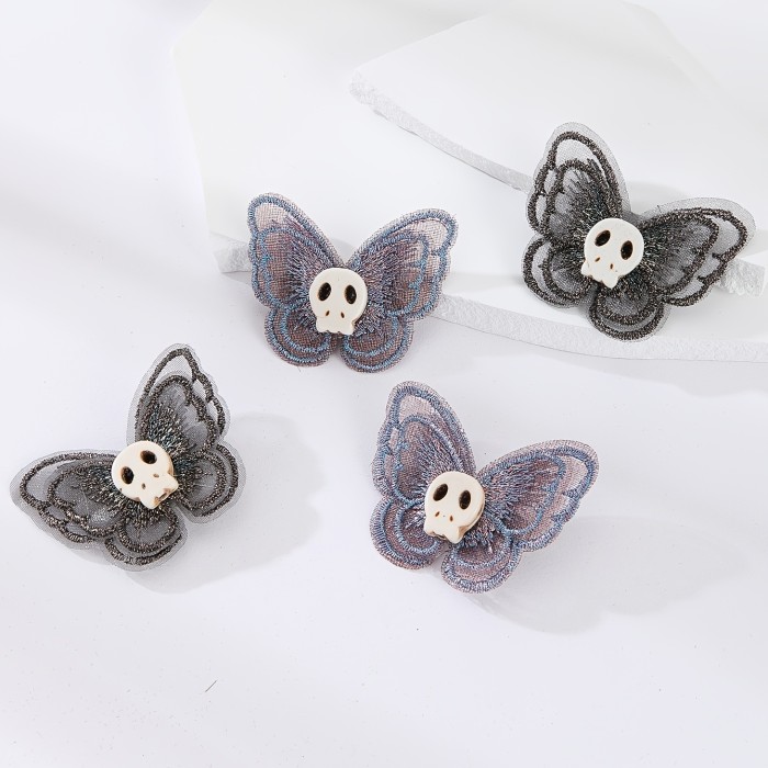 4pcs Butterfly Skull Hair Clip Black Y2K Punk Barrette Hair Accessories For Women Cosplay
