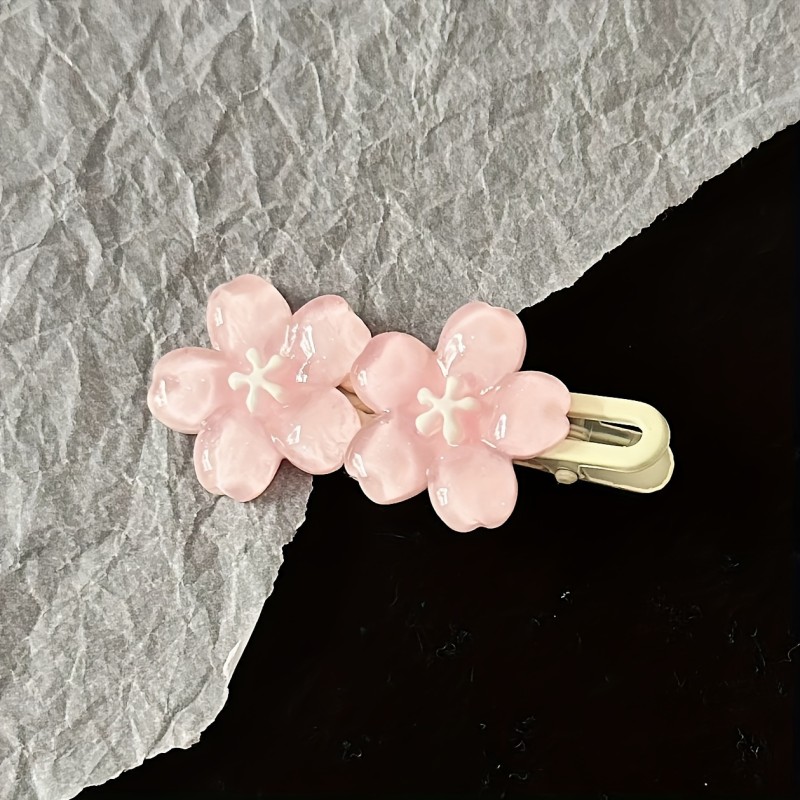 Chic Pink Cherry Blossom Hair Clip - Sweet Floral Design, Durable Plastic, Perfect for Styling & Protecting Hair