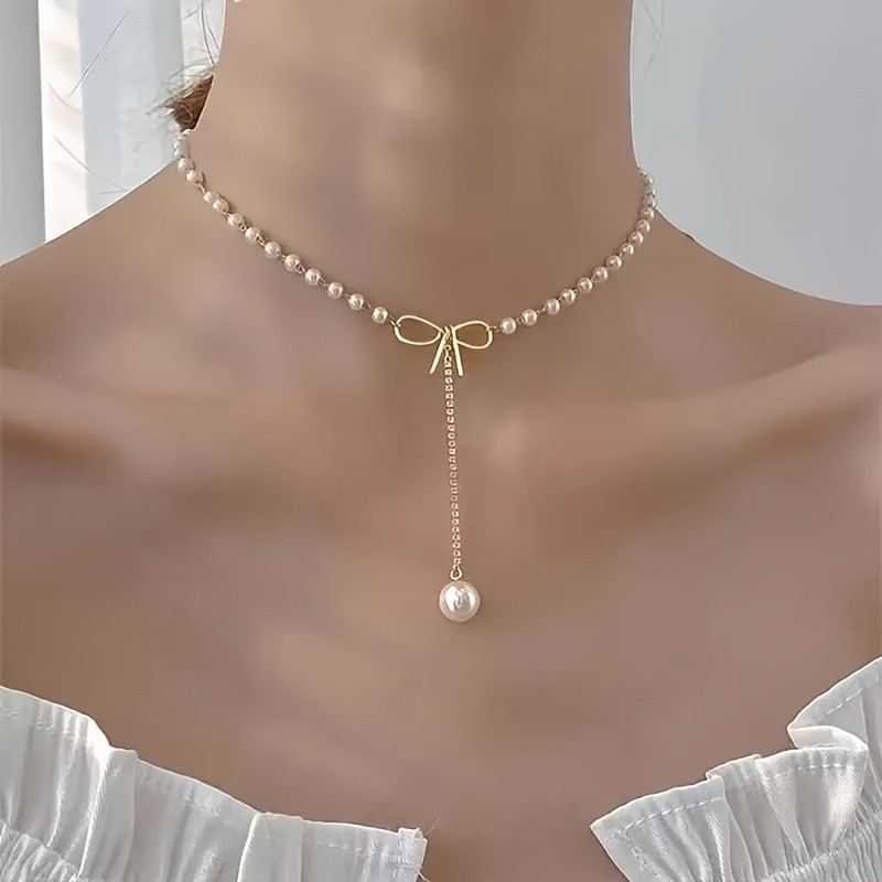 Elegant Faux Pearl Pendant Necklace for Women - Chic Alloy, Perfect for Casual Attire