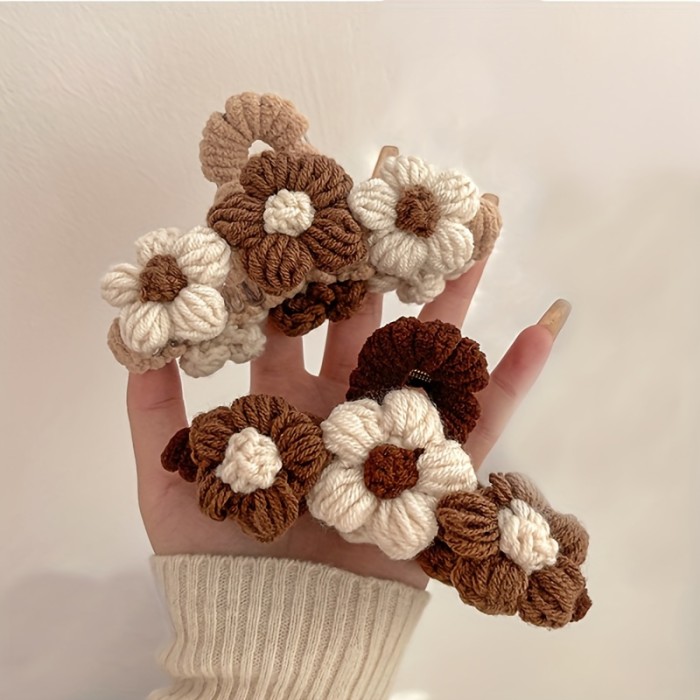 1pcs\u002F2pcs Vintage Flower Decor Hair Claw Clip, Autumn And Winter Knitted Shark Clip, Hair Accessories For Women Female