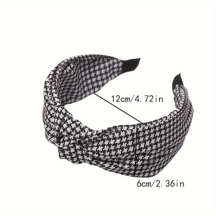 Elegant Vintage Polyester Houndstooth Headband - Chic Wide Dress Up Hairband with Color Matching Print, Single Piece, Ideal for Valentine's Day, No Feathers, Cartoon Elements