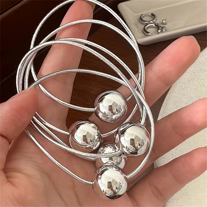 6pcs Sparkling Silvery Ball Hair Ties - High Elasticity, Non-Slip Ponytail Holders, Simple & Chic Hair Accessories for Women and Girls