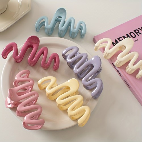Cream Jelly Series Wave Grip Women's Back Of The Head Disc Hair Grip Clip Hair Clip Large Shark Clip Head Accessories High Grade Hair Accessories Headwear Available In Multiple Colors