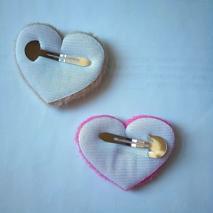8 Pcs Cute Plush Heart Shaped Hair Clips, Sweet Decorative Hair Accessories For Women Autumn And Winter