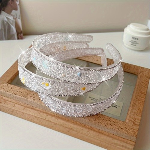 1PC Korean Diamond Set Headband Princess Temperament Transparent Rhinestones Full Of Diamond Headband Headband Headdress Light Luxury Girl Hair Accessories Hair Grotts