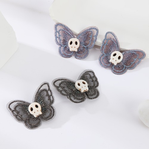4pcs Butterfly Skull Hair Clip Black Y2K Punk Barrette Hair Accessories For Women Cosplay