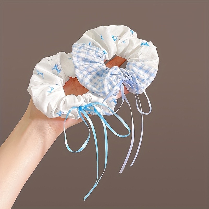 2 Pack Floral Hair Scrunchies With Butterfly Bow, Printed Fabric Scrunchies For Women, Cute And Elegant Hair Accessories For Girls And Ladies