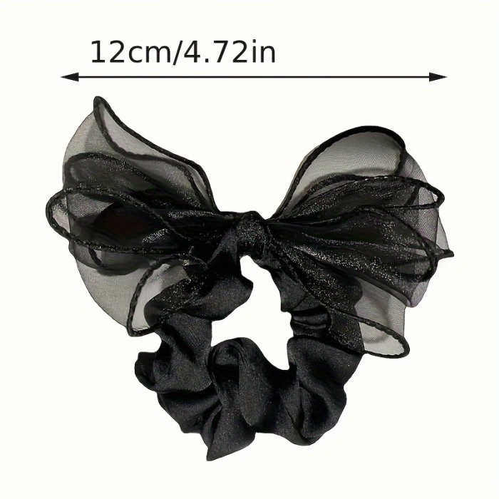 1pc Organza Rhinestone Bowknot Shape Hair Ring High Elastic Leather Band Elegant Trendy Head Rope Nylon Decorative Hair Accessories