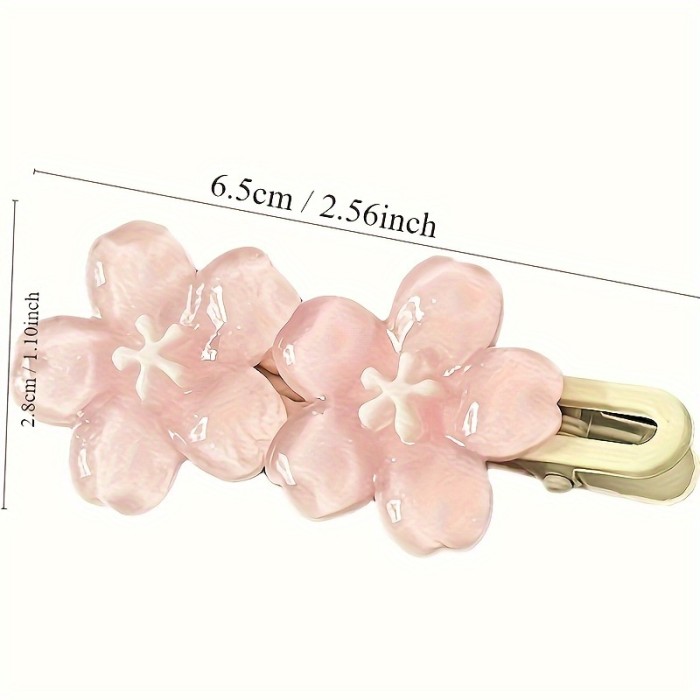Chic Pink Cherry Blossom Hair Clip - Sweet Floral Design, Durable Plastic, Perfect for Styling & Protecting Hair