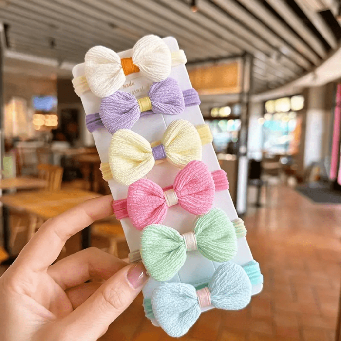 12pcs Candy Color Elastic Hair Ties Flower Decorative Hair Loops Bowknot Decorative Hair Ropes Lovely Hair Barrettes For Women And Daily Use