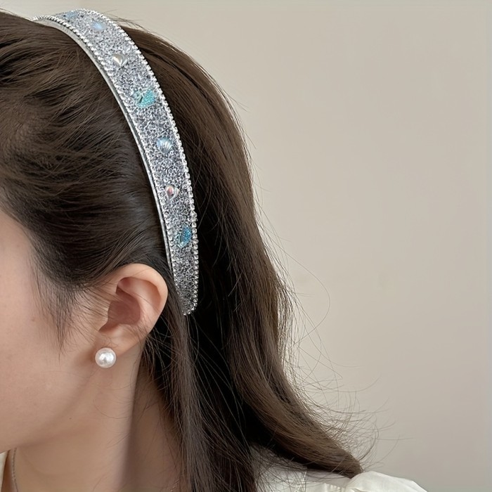 1PC Korean Diamond Set Headband Princess Temperament Transparent Rhinestones Full Of Diamond Headband Headband Headdress Light Luxury Girl Hair Accessories Hair Grotts