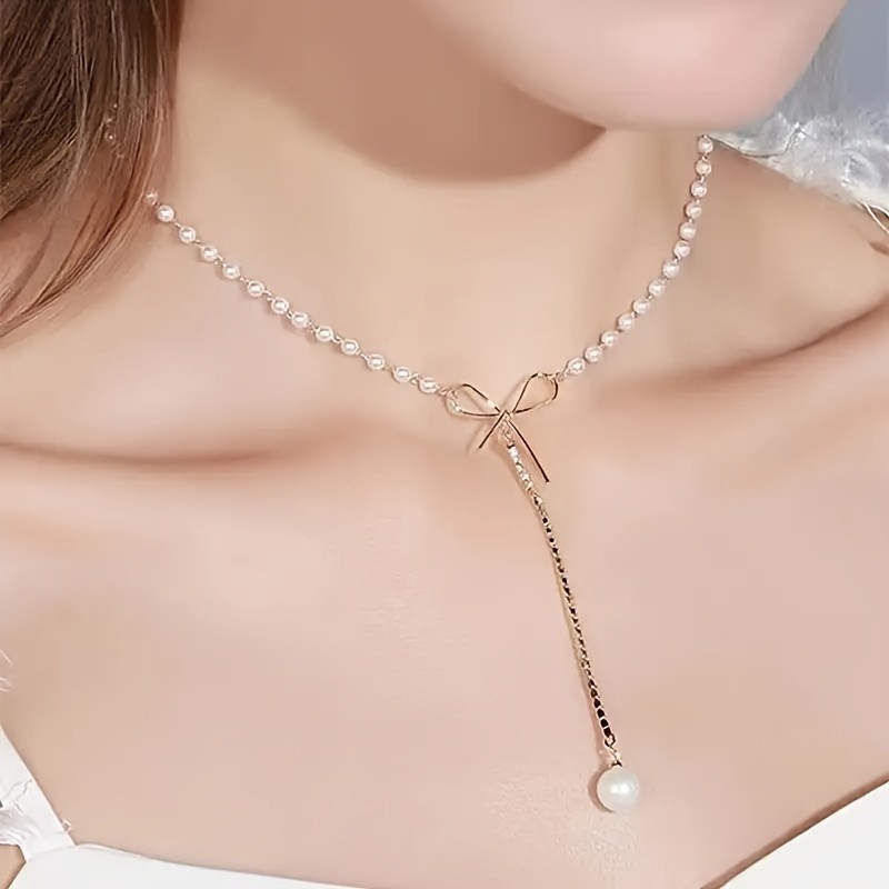 Elegant Faux Pearl Pendant Necklace for Women - Chic Alloy, Perfect for Casual Attire
