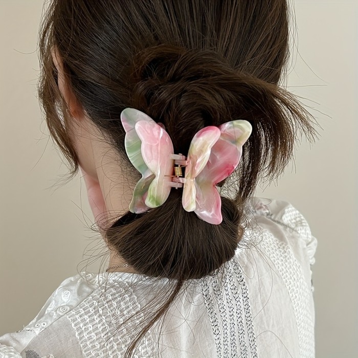4PC Super Fairy French Retro Romantic Large Texture Butterfly Clip Girly Texture Back Head Clip Headwear Hair