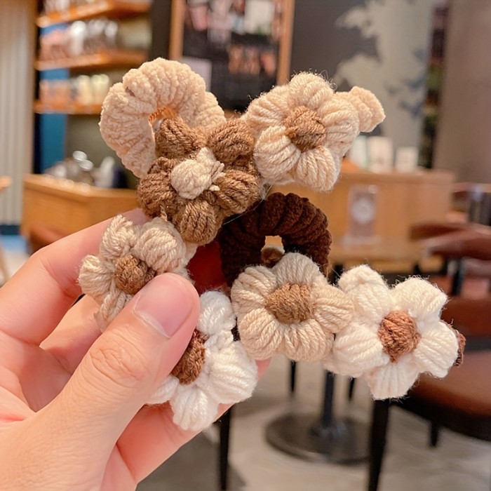 1pcs\u002F2pcs Vintage Flower Decor Hair Claw Clip, Autumn And Winter Knitted Shark Clip, Hair Accessories For Women Female