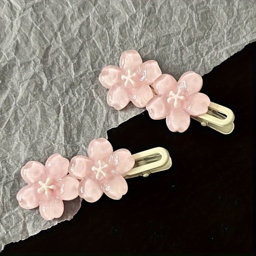 Chic Pink Cherry Blossom Hair Clip - Sweet Floral Design, Durable Plastic, Perfect for Styling & Protecting Hair
