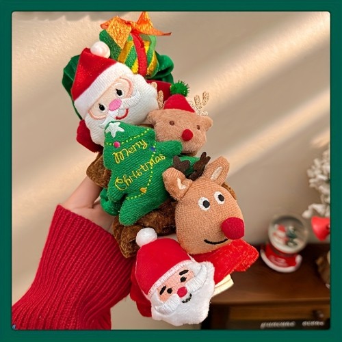 3pcs Women Christmas Cute Elastic Hair Bands, Santa Claus Elk Christmas Tree Hair Ties, Ideal Choice For Gifts