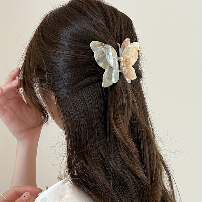 4PC Super Fairy French Retro Romantic Large Texture Butterfly Clip Girly Texture Back Head Clip Headwear Hair