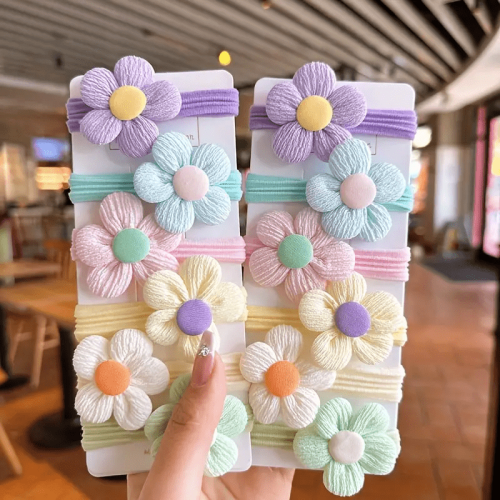 12pcs Candy Color Elastic Hair Ties Flower Decorative Hair Loops Bowknot Decorative Hair Ropes Lovely Hair Barrettes For Women And Daily Use