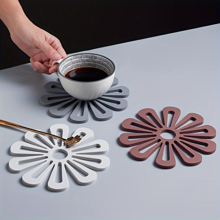 1pc Heat Resistant Heat Insulation Pad, Thickened Table Anti-Scald Dish Pad, Nordic Household Anti-Slip Tea Coaster, Pattern Silicone Pad