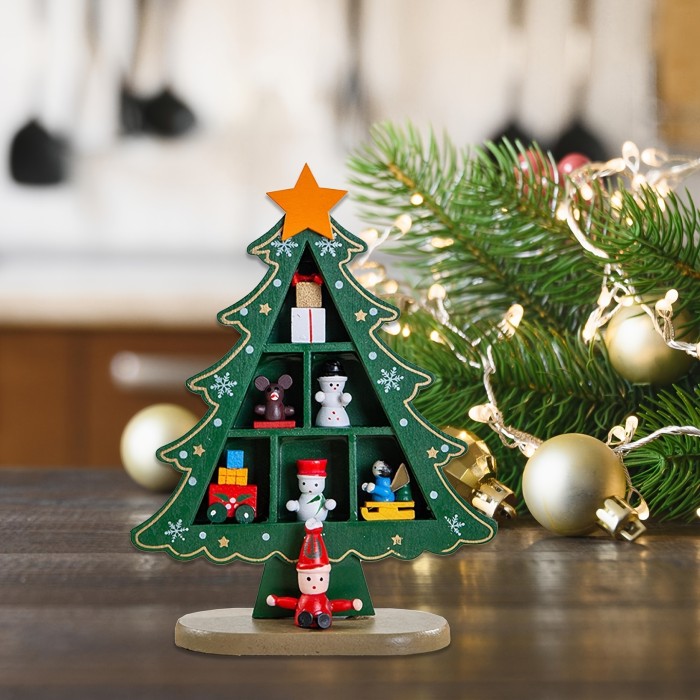 Desktop Ornaments, Mini Wooden Christmas Tree Tabletop Ornaments, Funny Table Desktop Decor, DIY Decorations, Table Top Tree Cute Wooden Xmas Tree Ornaments For Home Holiday Party Decorations