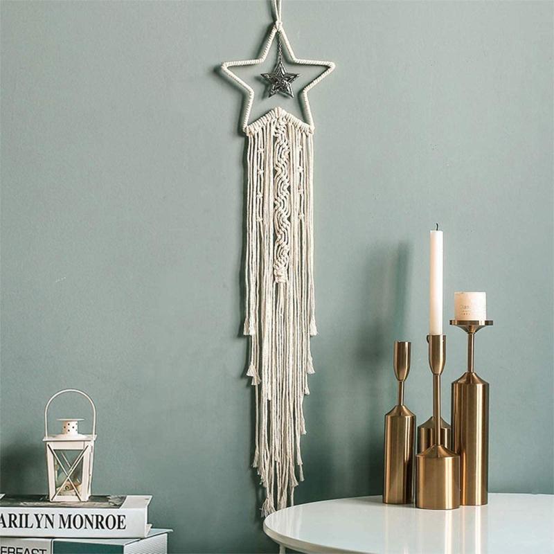 Dream Catcher with Handmade Star Design Woven Cotton Dream Catchers Boho Macrame Wall Hanging Home Decoration Ornament Craft Gift For Teen Girls