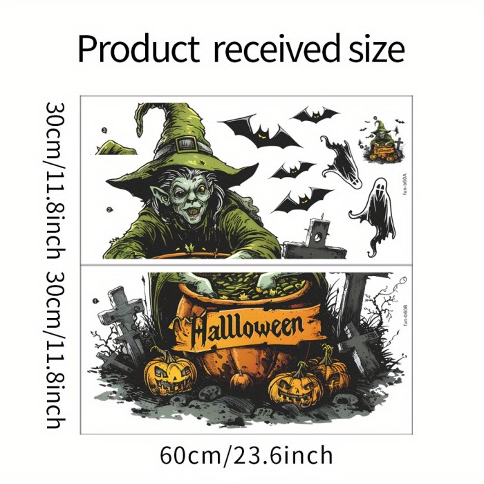2 pcs\u002Fset Halloween Witch Bat Ghost Bedroom Living Room Home Background Layout Wall Sticker